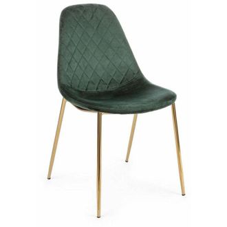 BIZZOTTO Sedia Terry con gambe in tubolare di acciaio con cromatura dorata, per arredo interno 48 x 55 x h 85 cm -Verde Scuro / Confezione da 4 pezzi