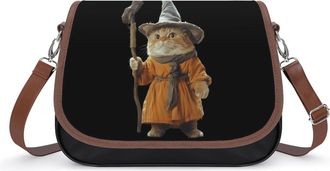 Generic Wizard Weird Halloween Cat Small Womens Crossbody Bags Shoulder Handbag with Adjustable Strap for Travel