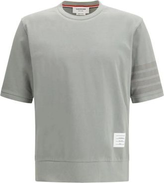 Thom Browne 4-Bar Katoenen Jersey T-Shirt - Heren - T-shirts - Grijs - XL - Katoen - Tops