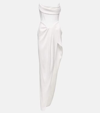 Alex Perry Bridal draped satin crêpe bustier gown