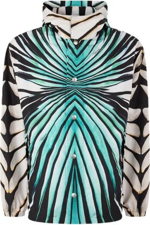 Roberto Cavalli Ray Of Sea Print Bomber - Heren - Zomerjassen - Blauw - M - Polyester - Jassen