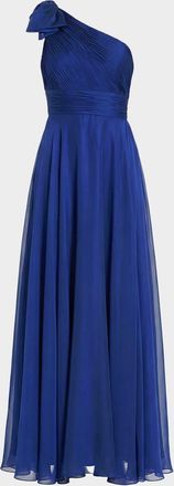 Mac Duggal Pleated One-Shoulder Gown