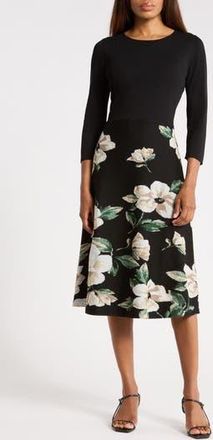 Julia Jordan Long Sleeve Knit Dress in Black/Brown at Nordstrom Rack, Size X-Small