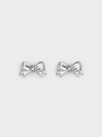 Charles & Keith Paige Crystal-Bow Stud Earrings