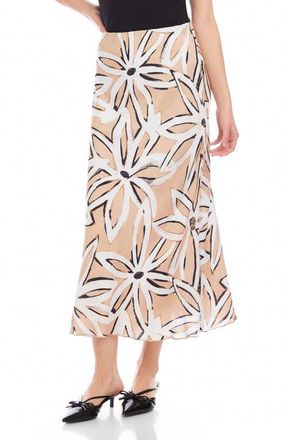 Fifteen Twenty Eva Print Bias Cut Ankle Skirt in Beige Floral Print at Nordstrom, Size Small
