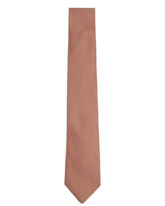 Reiss Orta Bright Orange Geo Chain Silk Tie