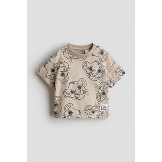H&M Printed Cotton T-shirt in Beige/the Lion King at Nordstrom, Size 18M