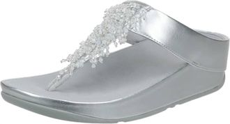 FitFlop Womens Rumba Beaded Toe-Post Sandals In Silver