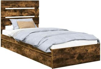 vidaXL Storage Bed with Drawer Smoked Oak 90 x 200 cm Engineered Wood vidaXL