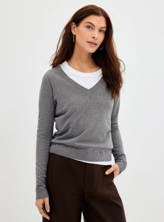 Contemporaine Womens Fluid V-neck sweater