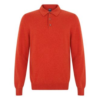 Fedeli Truien & Vesten, Heren, Rood, 5Xl, Kasjmier, Long Sleeve Polo Sweater