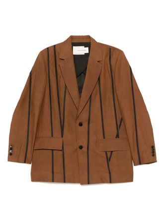 Feng Chen Wang stripe-detail blazer - men - Fabric - L - Brown