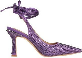 Alma En Pena Lace-Up Pumps for Women in Purple Satin with Crystals