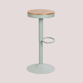 Sklum Sklum - Taburete Alto Regulable En Acero Y Madera De Olmo Bardder