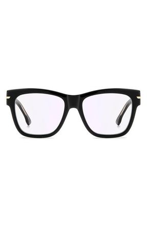 Victoria Beckham 53mm Square Optical Glasses in Black/Viol Sp at Nordstrom