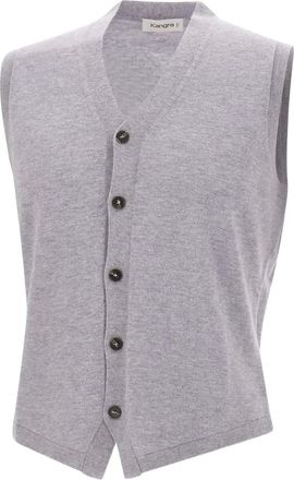 KANGRA Gilet con scollo a V e bottoni in corno - Blacks and greys