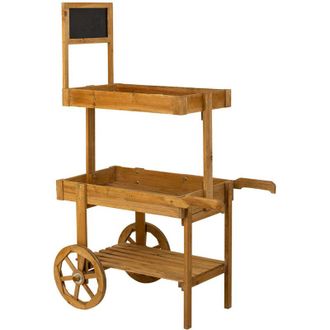 Wanderlust Deco Carro Expositor Con Ruedas De Madera Marr&oacute;n 55x86x135