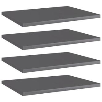 vidaXL Bookshelf Boards 4 pcs High Gloss Gray 15.7x11.8x0.6 Chipboard, 805168