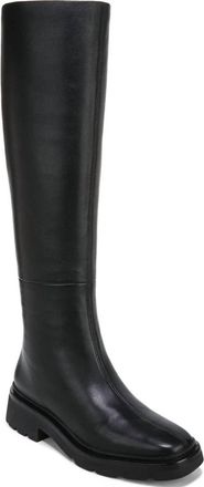 Vince Womens Rune Leather Knee-High Lug Boots In Black