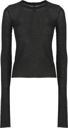 Rick Owens Trui met ronde hals - Dames - Longsleeves - Zwart - S - Katoen - Tops