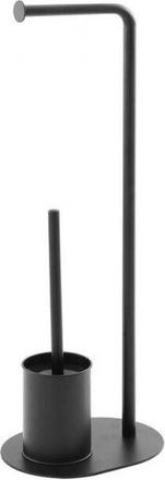 Feridras Escobillero De Pie Negro Alt. 70 Cm Con Portarrollos