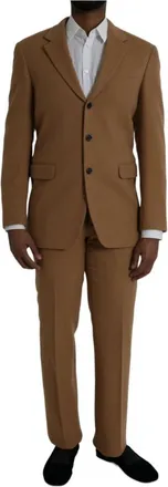 Prada Camel Wool Two-Button Suit - Heren - Business pakken - Bruin - 2XL - Kasjmier - Kostuums