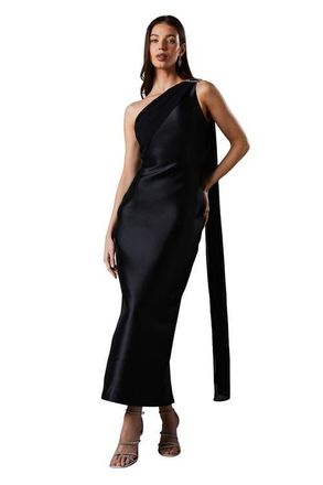 Coast One Shoulder Twill Gown in Black at Nordstrom, Size 12