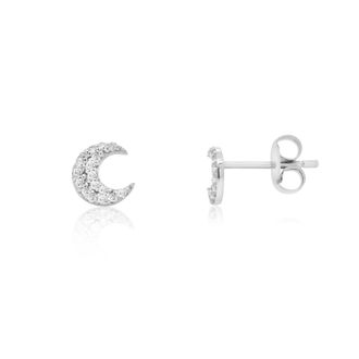 The Lovery Diamond Moon Stud Earrings