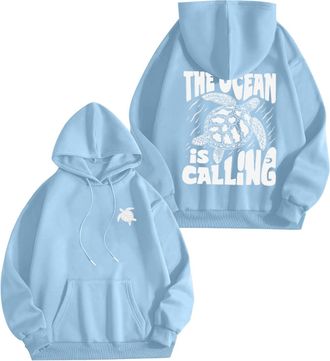 Generic The Ocean Is Calling Sweatshirts For Womens Fall Fashion 2025 Hoodies Casual Comfy Long Sleeve Pullover Clothing