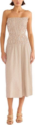 Minkpink Artemis Shirred Linen-Blend Midi Dress