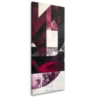 Feeby Cuadro Sobre Lienzo, Formas Abstractas Color Burdeos, 40x120