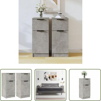 vidaXL Credenze grigio cemento - Credenze 2 pz Grigio Cemento 30x30x70 cm in Legno Multistrato