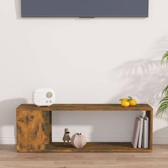 Berkfield Home TV Cabinet Smoked Oak 100x24x32 cm Engineered Wood in Brown | Size: 100 x 24 x 32 cm