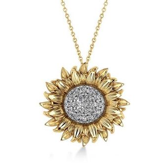 Allurez Sunflower Diamond Pendant Necklace 14k in 0.38Ct,two-Tone Gold at Nordstrom, Size 18