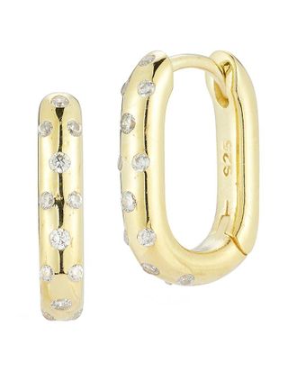 Sphera Milano 14K Over Silver Cz Oval Earrings