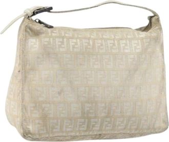 Fendi Pre-owned Shoulder Bags, female, Beige, Size: ONE SIZE Pre-owned Zucchino Canvas Hand Bag