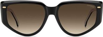Carrera 57mm Rectangular Sunglasses in Black/Brown at Nordstrom