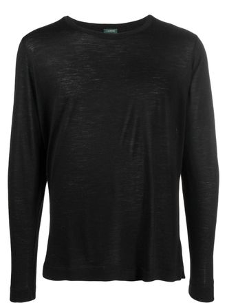 Zanone crew-neck virgin-wool T-shirt - men - Virgin Wool - 56 - Black
