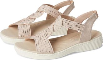 Life Stride Lilly Bright Strappies Womens Sandals Barely Beige Stretch Fabric : 7.5 M (B), Textile