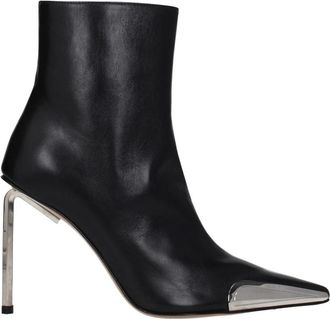 Off-white Leren Enkellaarsjes - Dames - Laarzen met Hak - Zwart - 40 EU - Leer - Schoenen