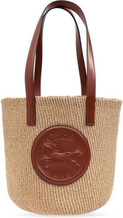 Chlo&eacute; Horse Medal Large Shopper Bag - Dames - Schoudertassen - Beige - ONE Size - Leer - Tassen