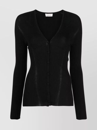 Lanvin ribbed texture v-neck fitted cardigan