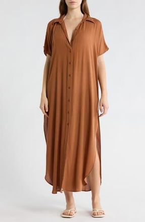Boho Me Long Shirt Cover-Up Dress in Cappuchino at Nordstrom Rack, Size X-Large