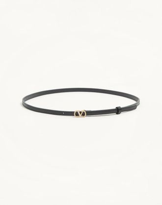 Valentino Garavani VLogo SIGNATURE BELT IN SHINY CALFSKIN WITH CRYSTALS 10 MM Wo