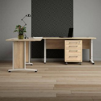Dmora Escritorio Mirella, Escritorio Multiusos, Mesa De Oficina Para Pc, El Plan De Trabajo, 230x200 H75 Cm, Roble Y Blanco - Dmora