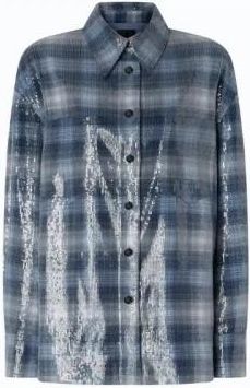 Pinko Orchidea Overshirt - Dames - Overhemden - Blauw - S - Polyester - Overhemden