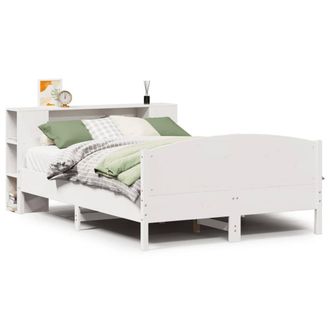 Berkfield Home Bookcase Bed without Mattress White 135x190cm Solid Wood Pine | Size: 135x190 cm