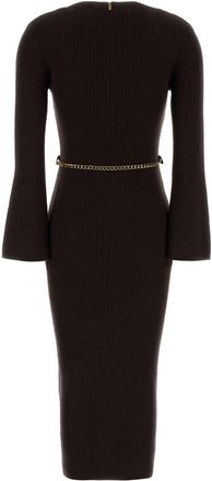 Michael Kors Womens Bell Dress Brown Wool Nylon Elastane