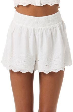 O'Neill Annalee Eyelet Waist Shorts in White at Nordstrom, Size Medium