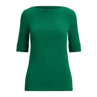 Ralph Lauren T-Shirts, female, Green, Size: L Judy Elbow Sleeve Knit T-shirt